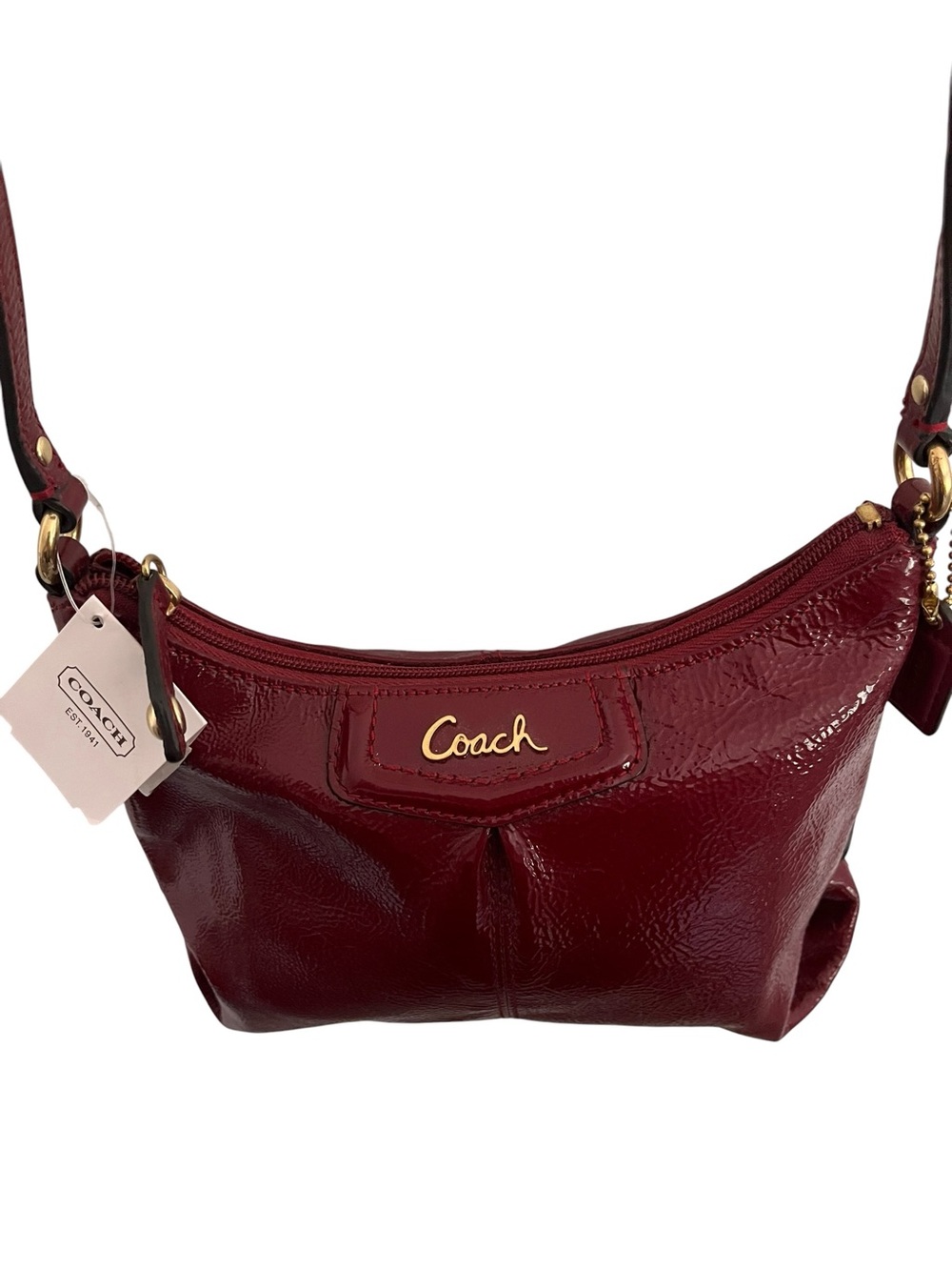 Coach Ashley Patent Leather Small Swingpack Bag Crimson Red NWT - Picture 8 of 14
